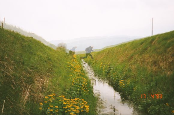 Christian Philipp Müller, Grüne Grenze, 1993.
Illegale Grenzüberquerung zwischen Österreich und dem Fürstentum Liechtenstein, Performance für die Biennale 1993 Österreichischer Pavillon.
Courtesy and Copyright Christian Philipp Müller