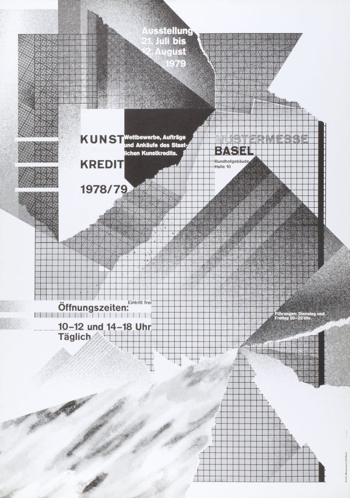 Wolfgang Weingart, Kunstkredit 1978/79. Mustermesse Basel, Ausstellungsplakat, 1979, Offset (Foto-Collage)