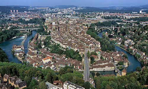 Vue aérienne de la vieille ville de Berne