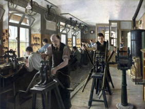 Edouard Kaiser, Atelier de boîtiers, 1893, Musée des beaux-arts, La Chaux-de-Fonds