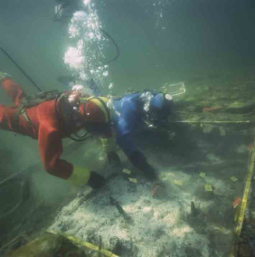 Moderne Tauchgrabung in Erlenbach-Winkel ZH © Amt für Städtebau/Unterwasserarchäologie Zürich